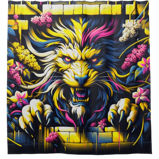 Lion Artwork Shower Curtain (Front)