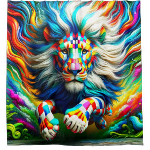 Lion Artwork Shower Curtain