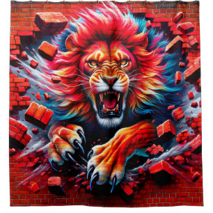 Lion Artwork Shower Curtain