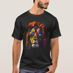 Lion Artwork Sunglasses Colourful Zoo Animal Lion  T-Shirt
