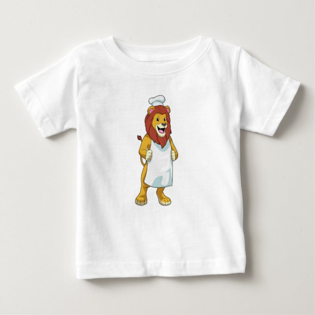 Lion as Cook with Chef hat & Cooking apron Baby T-Shirt (Front)