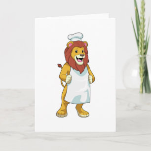 Lion as Cook with Chef hat & Cooking apron Card