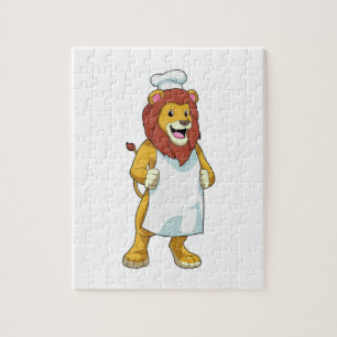 Lion as Cook with Chef hat & Cooking apron Jigsaw Puzzle