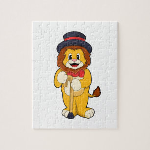 Lion as Gentleman with Hat Jigsaw Puzzle