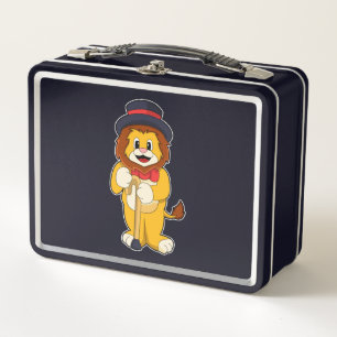 Lion as Gentleman with Hat Metal Lunch Box