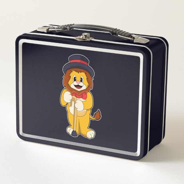 Lion as Gentleman with Hat Metal Lunch Box (Front)