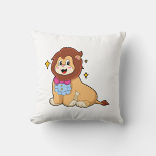 Lion as Gentleman with Tie.PNG Cushion