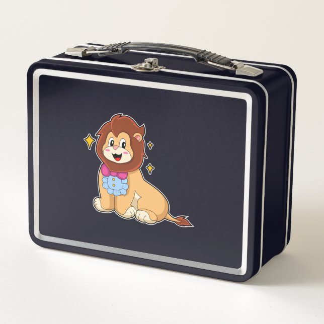 Lion as Gentleman with Tie.PNG Metal Lunch Box (Front)