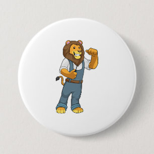 Lion as Handyman Screwdriver 7.5 Cm Round Badge