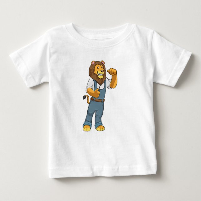 Lion as Handyman Screwdriver Baby T-Shirt (Front)