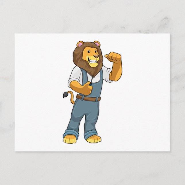 Lion as Handyman Screwdriver Postcard (Front)