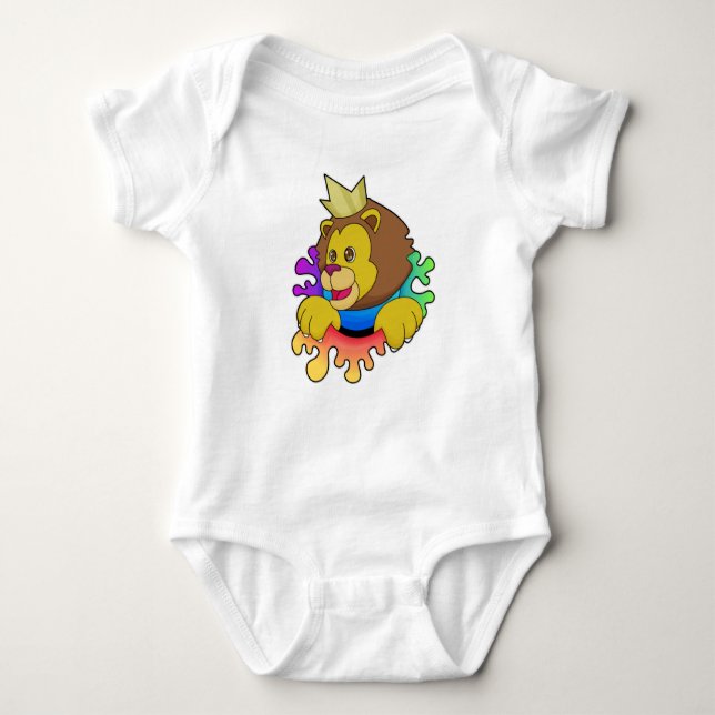 Lion as King with Crown Baby Bodysuit (Front)