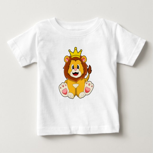 Lion as King with Crown Baby T-Shirt (Front)