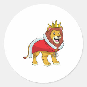 Lion as King with Crown & Cape Classic Round Sticker