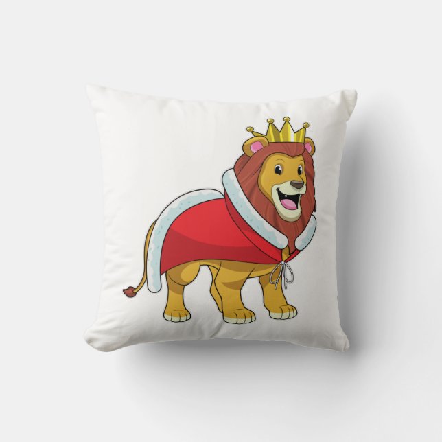 Lion as King with Crown & Cape Cushion (Front)