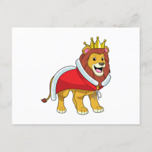 Lion as King with Crown & Cape Postcard