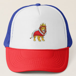 Lion as King with Crown & Cape Trucker Hat