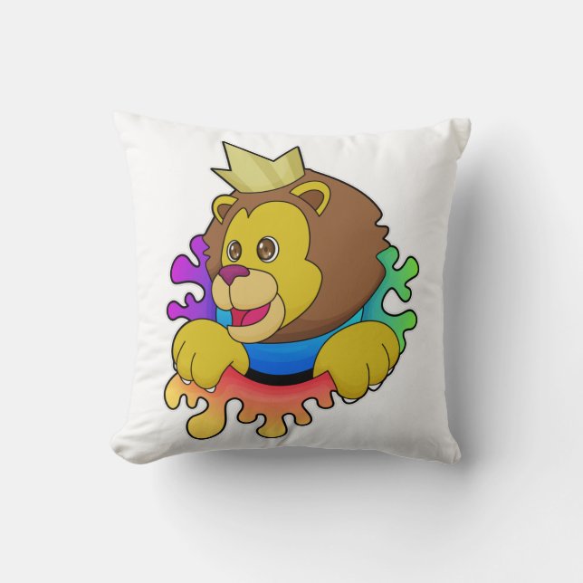Lion as King with Crown Cushion (Front)