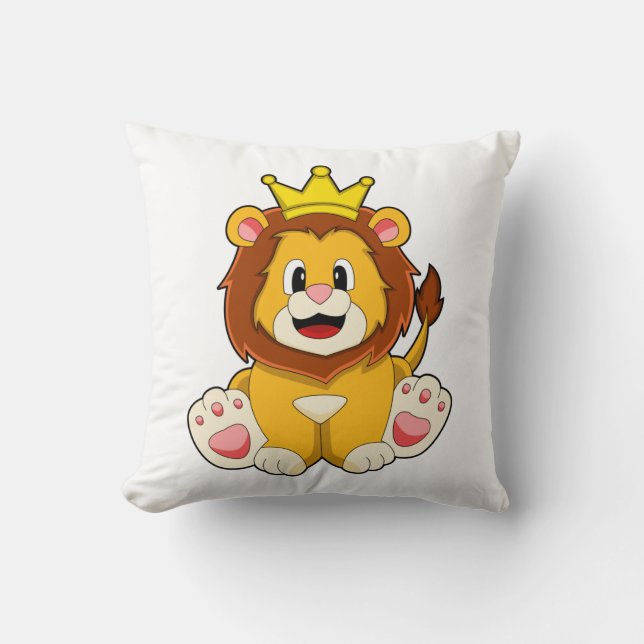 Lion as King with Crown Cushion (Front)