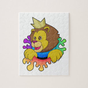 Lion as King with Crown Jigsaw Puzzle
