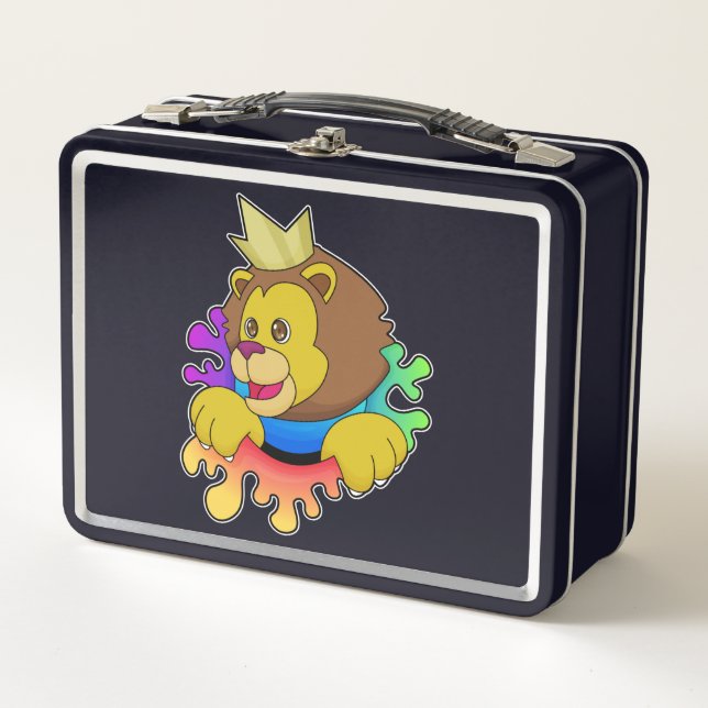 Lion as King with Crown Metal Lunch Box (Front)