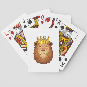 Lion as King with Crown Playing Cards