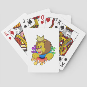 Lion as King with Crown Playing Cards