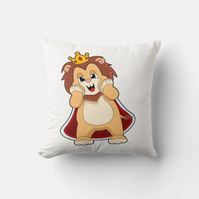 Lion as King with Crown.PNG Cushion (Front)