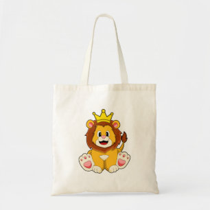 Lion as King with Crown Tote Bag