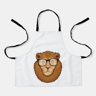 Lion as Nerd with Glasses Apron
