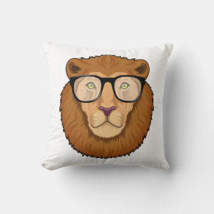 Lion as Nerd with Glasses Cushion
