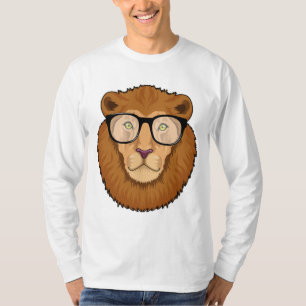 Lion as Nerd with Glasses T-Shirt