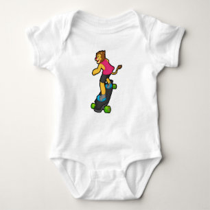 Lion as Skateboarder with Skateboard Baby Bodysuit