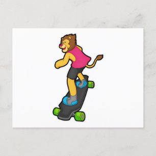 Lion as Skateboarder with Skateboard Postcard