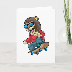 Lion as Skater with Skateboard Card