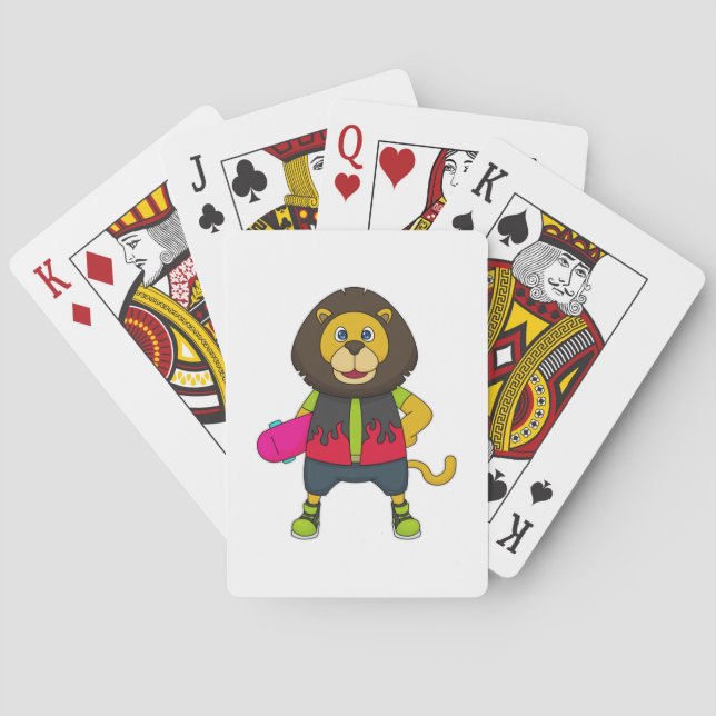 Lion as Skater with Skateboard Playing Cards (Back)