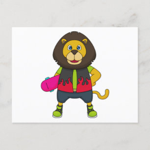 Lion as Skater with Skateboard Postcard