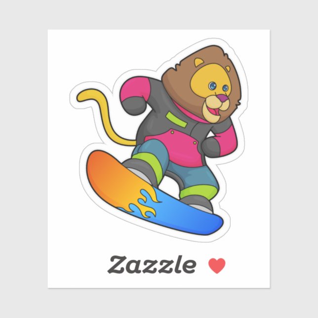 Lion as Snowboarder with Snowboard (Sheet)