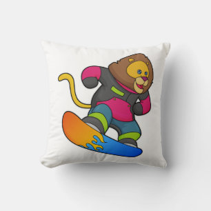 Lion as Snowboarder with Snowboard Cushion
