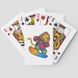 Lion as Snowboarder with Snowboard Playing Cards