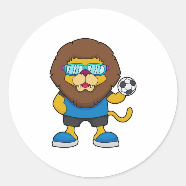 Lion as Soccer player with Soccer Classic Round Sticker (Front)