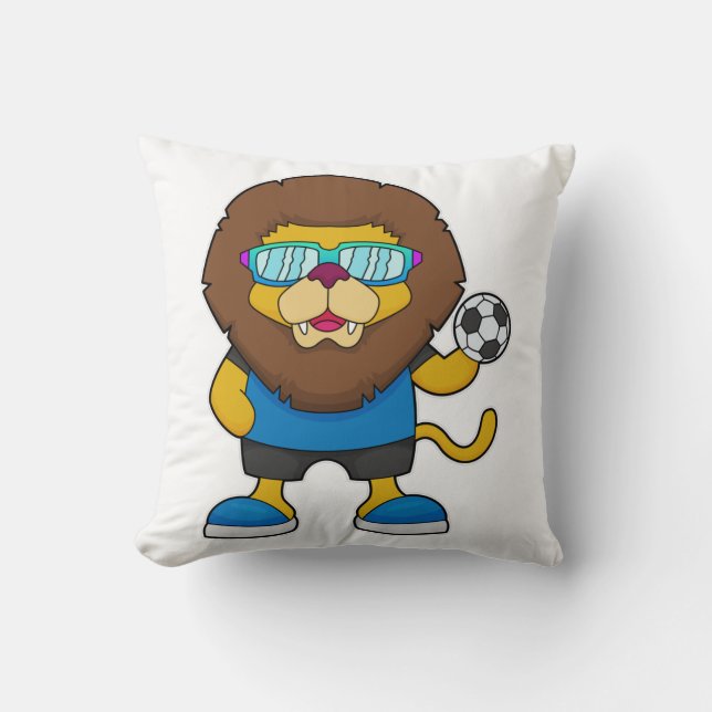 Lion as Soccer player with Soccer Cushion (Front)