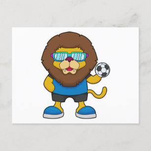 Lion as Soccer player with Soccer Postcard
