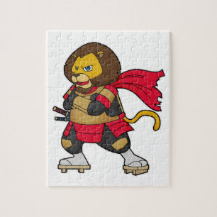 Lion as Warrior with Cape Jigsaw Puzzle