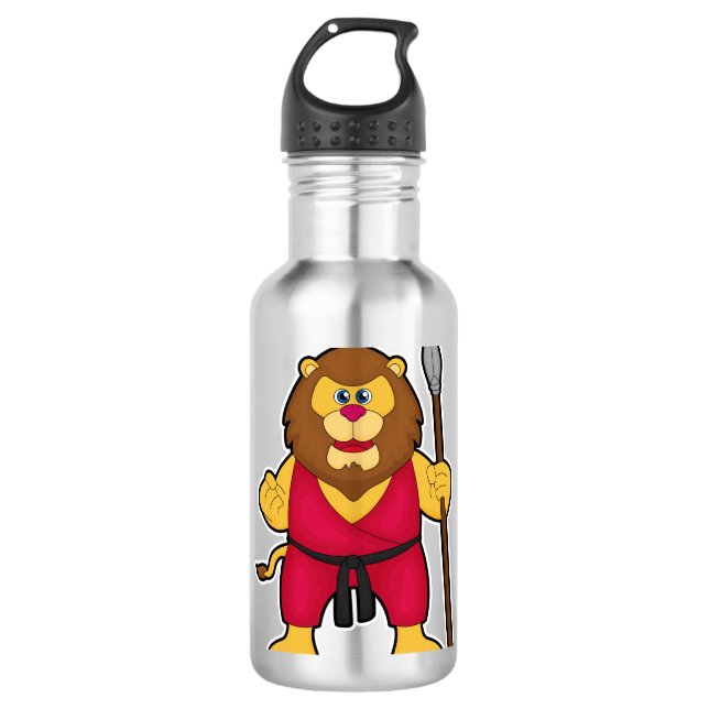 Lion as Warrior with Spear 710 Ml Water Bottle (Front)