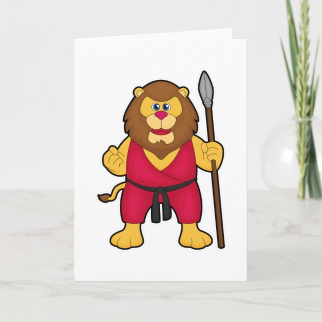 Lion as Warrior with Spear Card (Front)