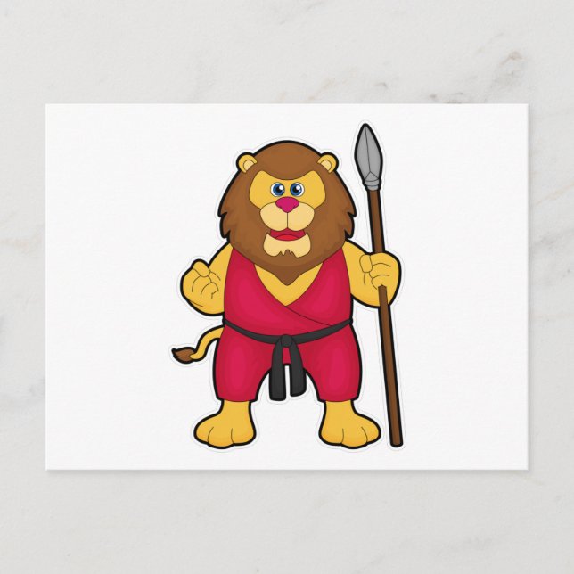 Lion as Warrior with Spear Postcard (Front)
