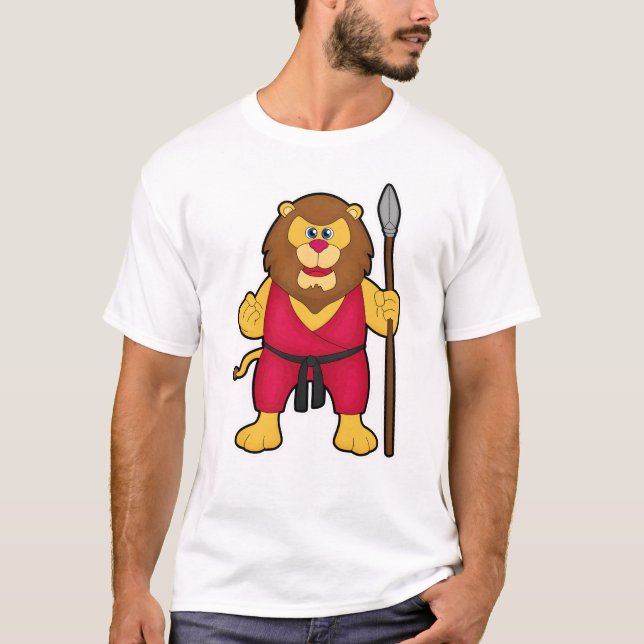 Lion as Warrior with Spear T-Shirt (Front)