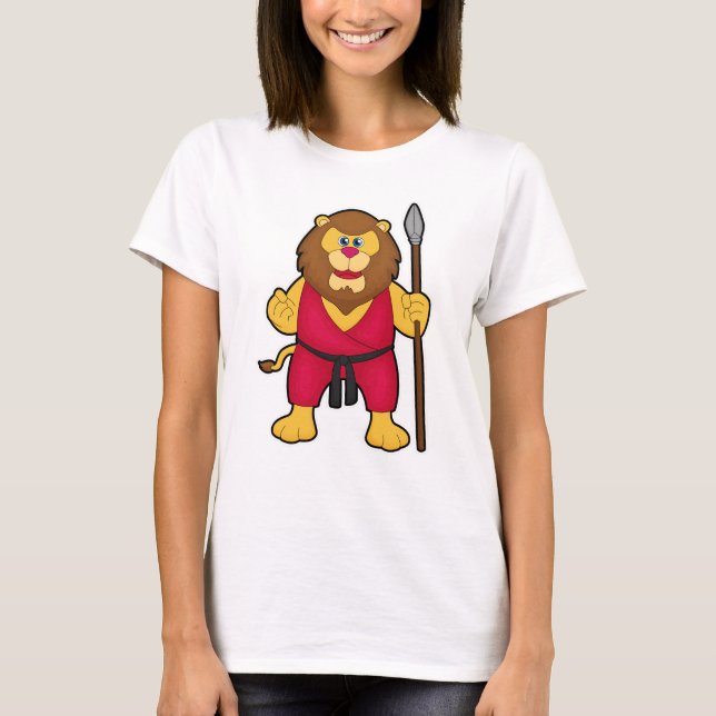 Lion as Warrior with Spear T-Shirt (Front)