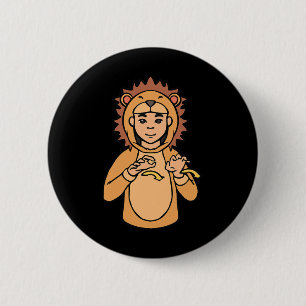 Lion Asl Hand Gesture Deaf Hearing Loss Awareness 6 Cm Round Badge
